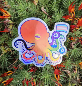 Holo Pride Octopus Sticker